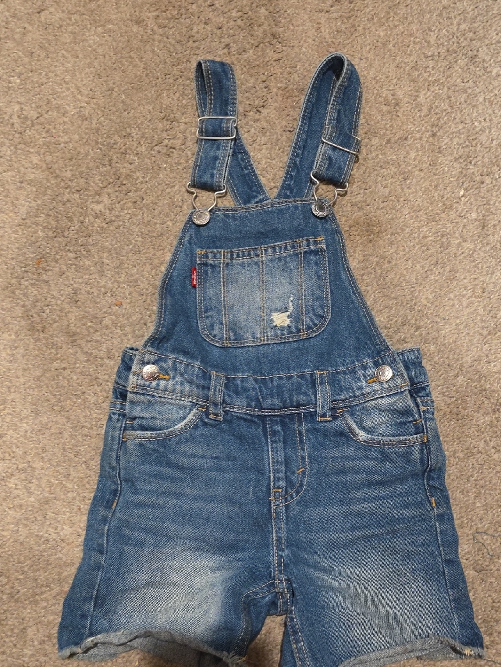 Levi's Blue Denim Short Overalls with Bib Pocket